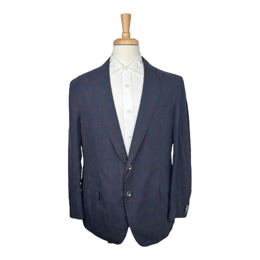 Pal Zileri Concept Navy Red Cotton Silk Unstructured Blazer 44R 54R